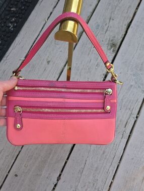 Pink Leather Clutch Fair Used Conditon